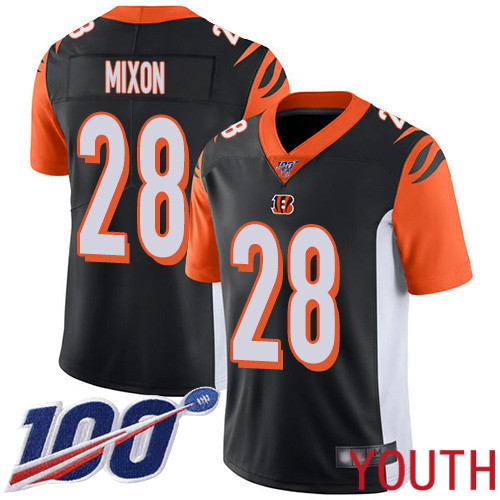 Cincinnati Bengals Limited Black Youth Joe Mixon Home Jersey NFL Footballl #28 100th Season Vapor Untouchable->youth nfl jersey->Youth Jersey